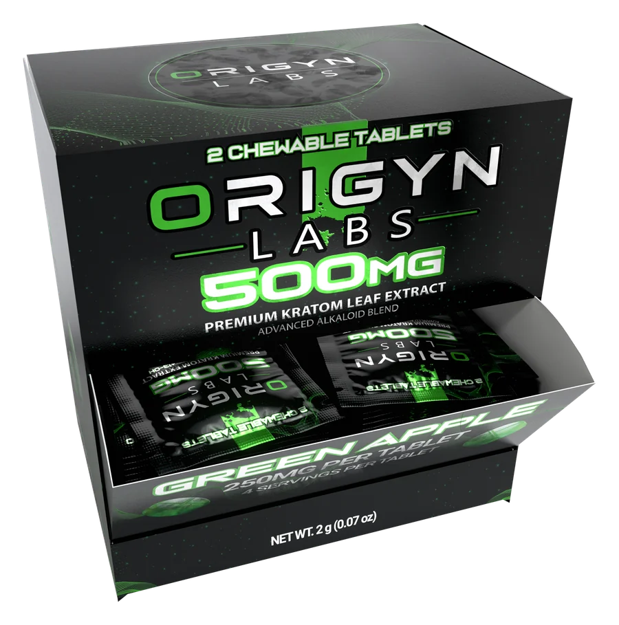 Origyn Labs Green Apple counter display, 20 packs